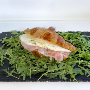 Croissant with ham and  cheese